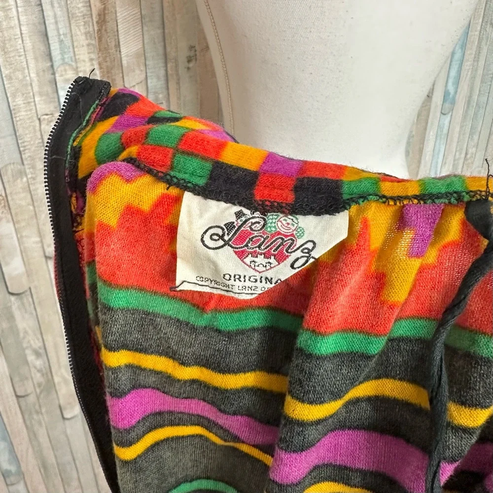 Vintage 60s 70s Lanz XS 0 Bright Mod Floral Print Maxi Midi Skirt Funky Hippie‎